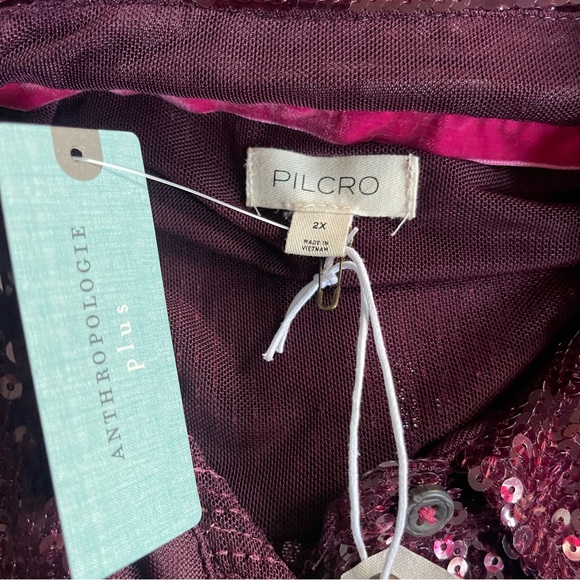 Anthropologie Pilcro Sequin Buttondown Shirt In Plum 2X - Picture 13 of 14